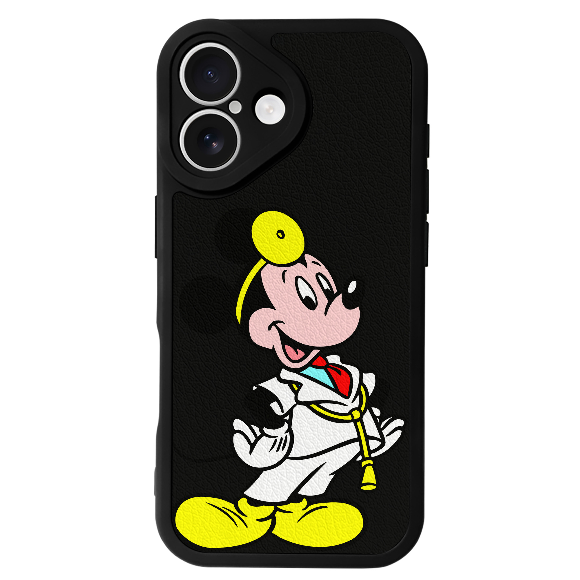 （画像用） ミッキーマウス Mickey Mouse 【iPhone 16シリーズ対応】シリコンスマホケース（レザー調） 材質：シリコン